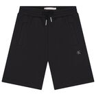 Boys Black Logo Shorts, 2, hi-res