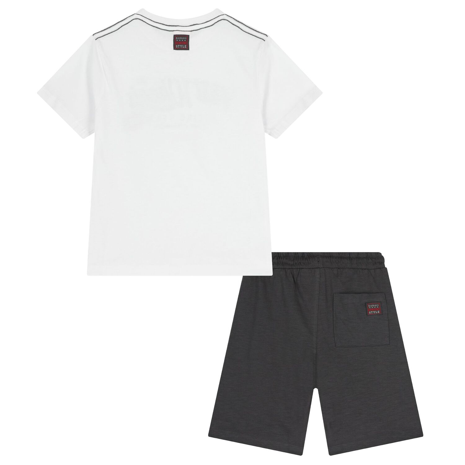 Boys White & Grey Shorts Set, 1, hi-res