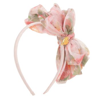 Girls Peach Bow Headband
