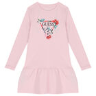 Girls Pink Logo Dress, 1, hi-res