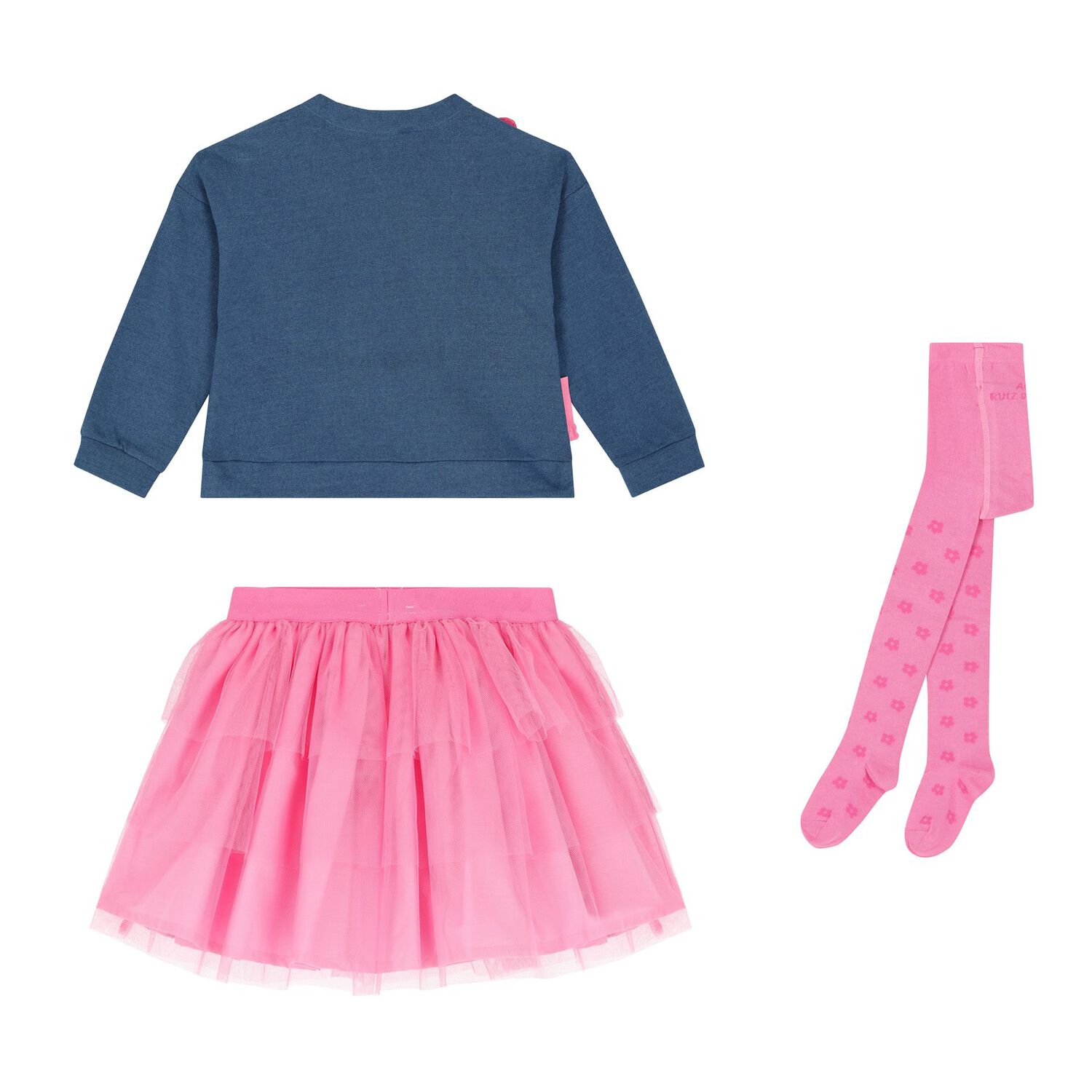 Girls Blue & Pink Flower Skirt Set, 1, hi-res image number null