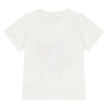 Younger Girls Ivory Flower Logo T-Shirt