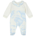 Baby Boys Ivory & Blue Geo Map Babygrow Set, 4, hi-res
