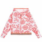 Girls White & Neon Pink Zip Up Top, 1, hi-res