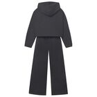 Girls Black Hooded Tracksuit, 1, hi-res