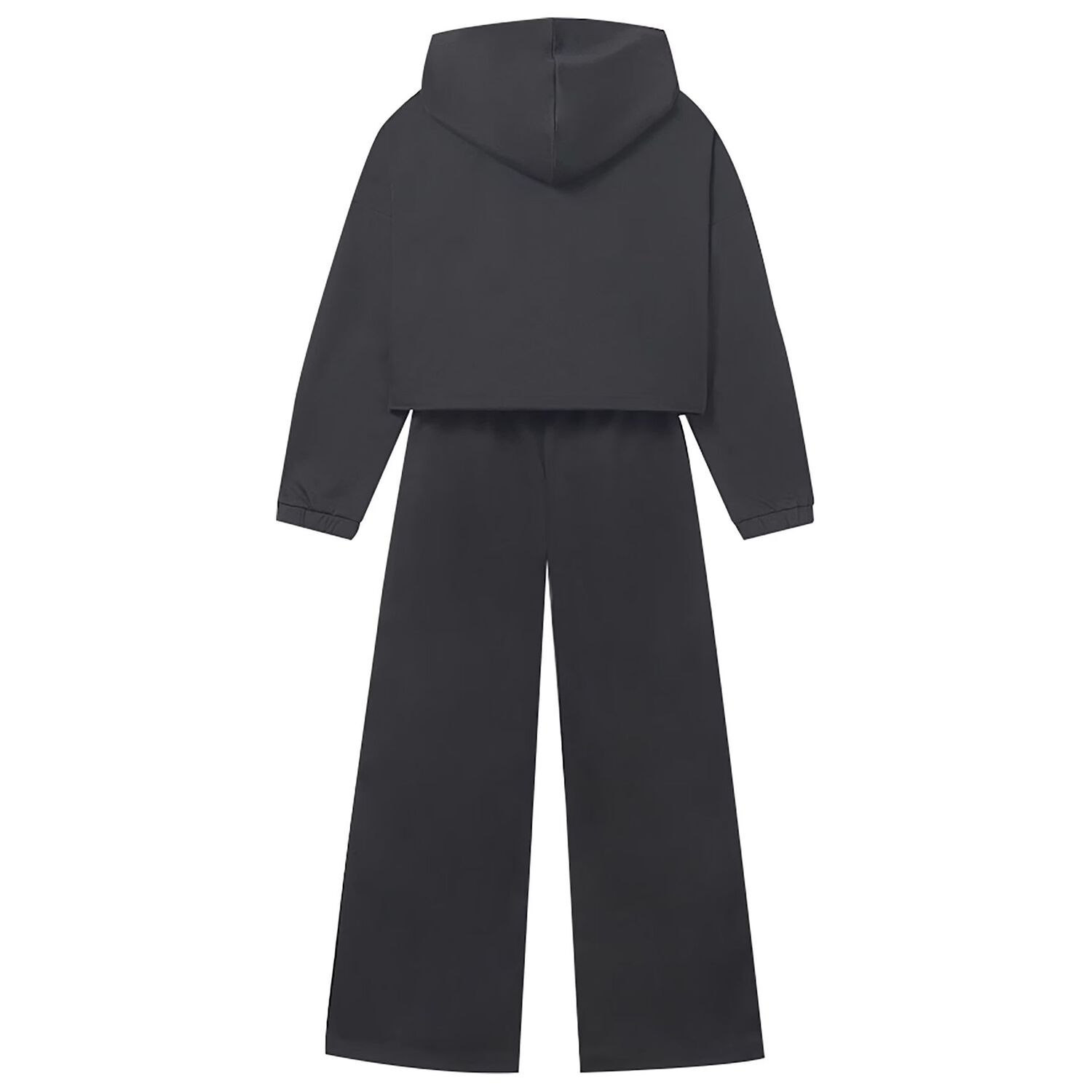 Girls Black Hooded Tracksuit, 1, hi-res