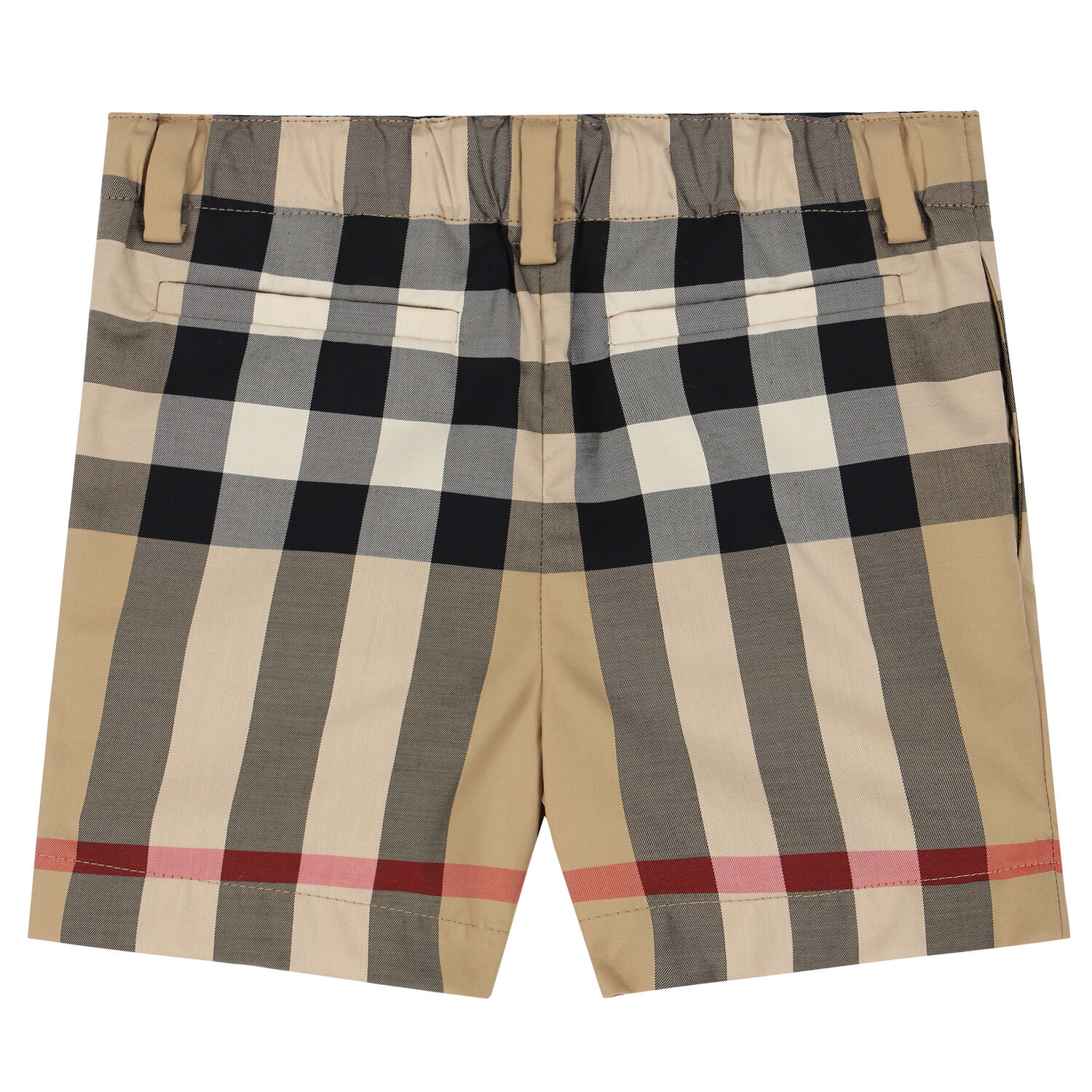 Younger Boys Beige Checkered Shorts, 1, hi-res