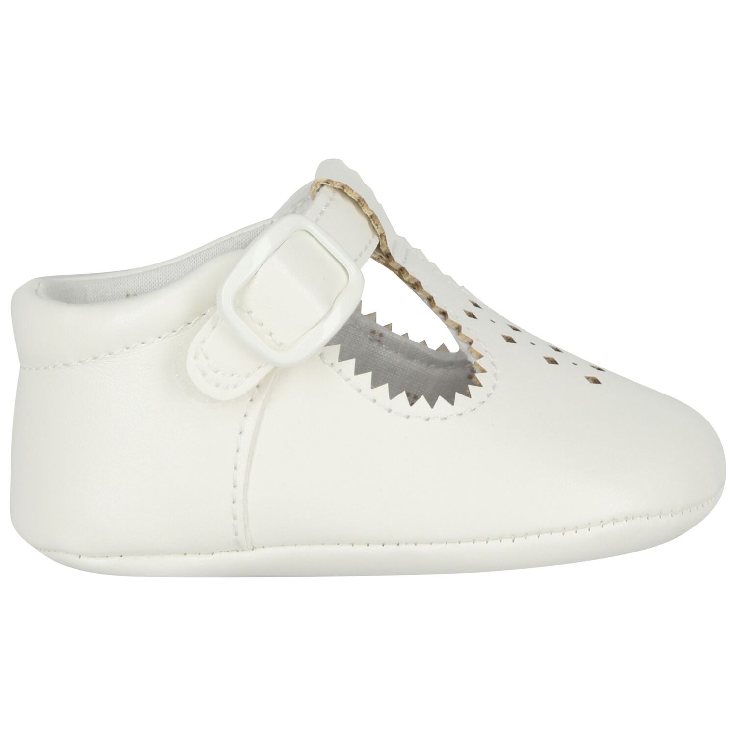 White Leather Pre Walker Shoes, 1, hi-res