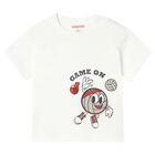 Younger Boys Ivory Football T-Shirt, 1, hi-res