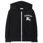 Boys Black EKD Logo Hooded Zip Up Top, 1, hi-res
