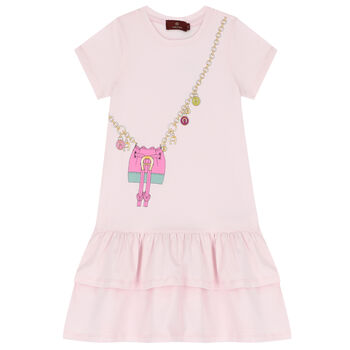 Girls Pink Logo Bag Dress