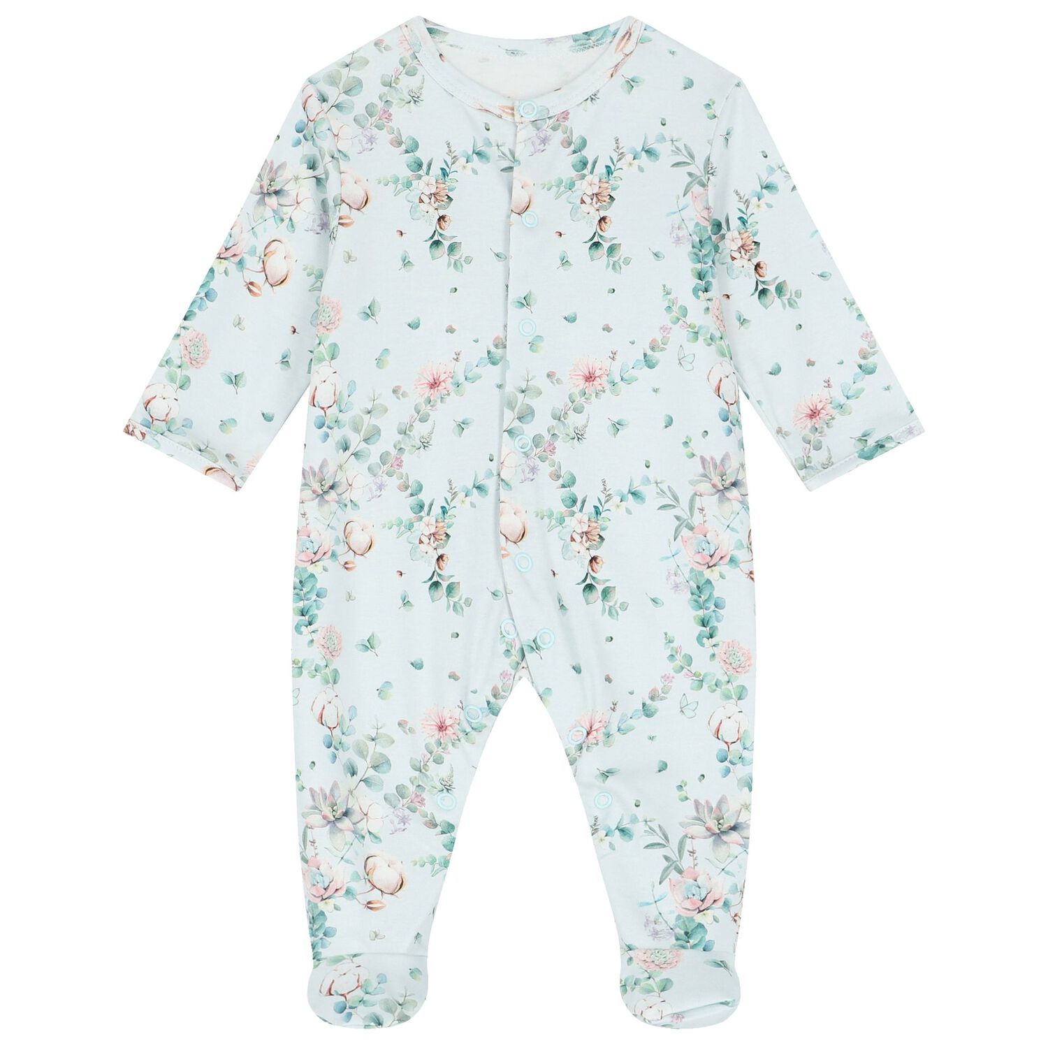 Baby Girls Mint Floral Babygrow Set, 1, hi-res image number null