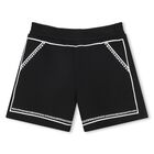 Girls Black Stitched Print Shorts, 1, hi-res