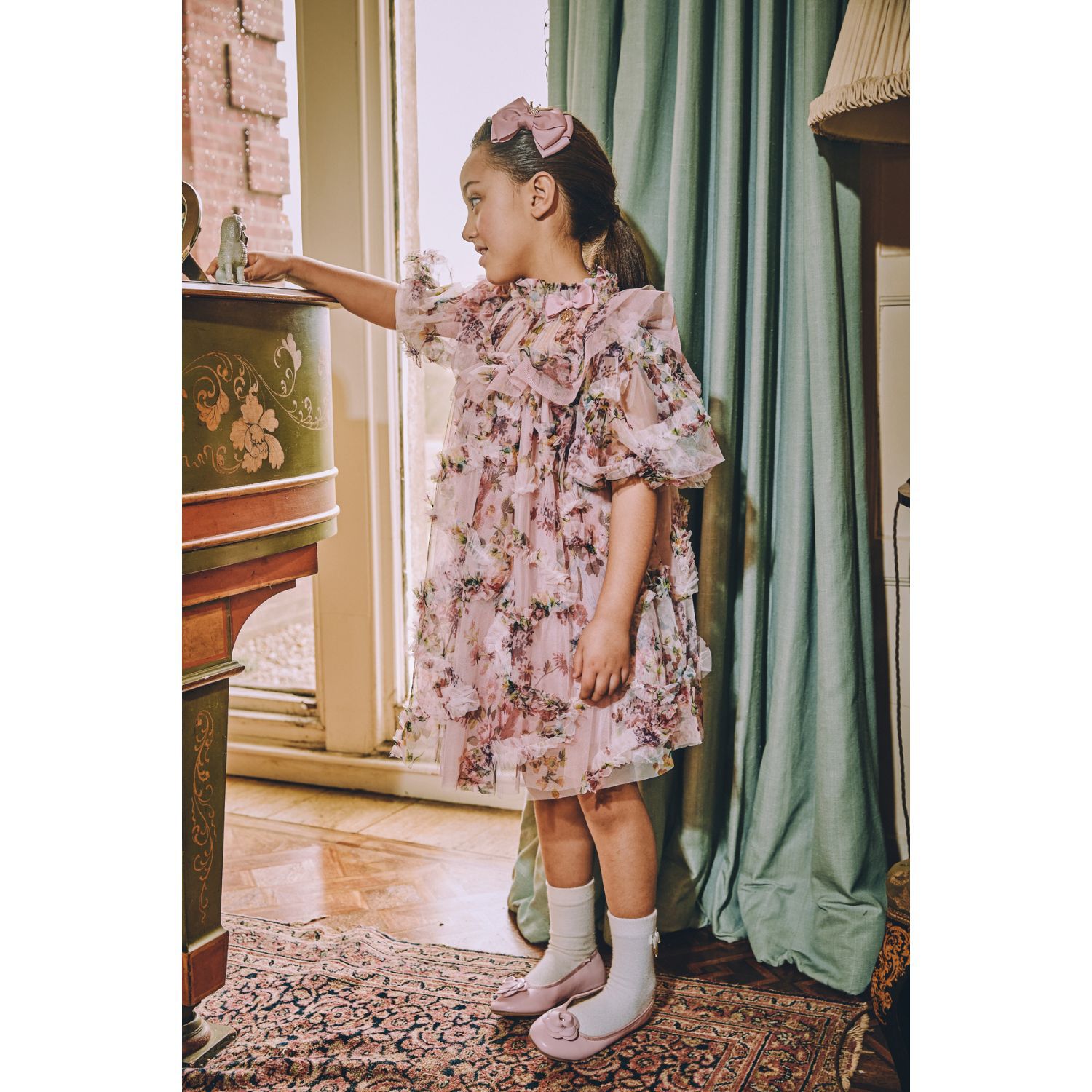 Girls Pink Bow Hairclip, 14, hi-res image number null