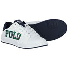 Boys White Logo Trainers, 1, hi-res