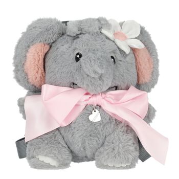 Girls Grey & Pink Elephant Backpack