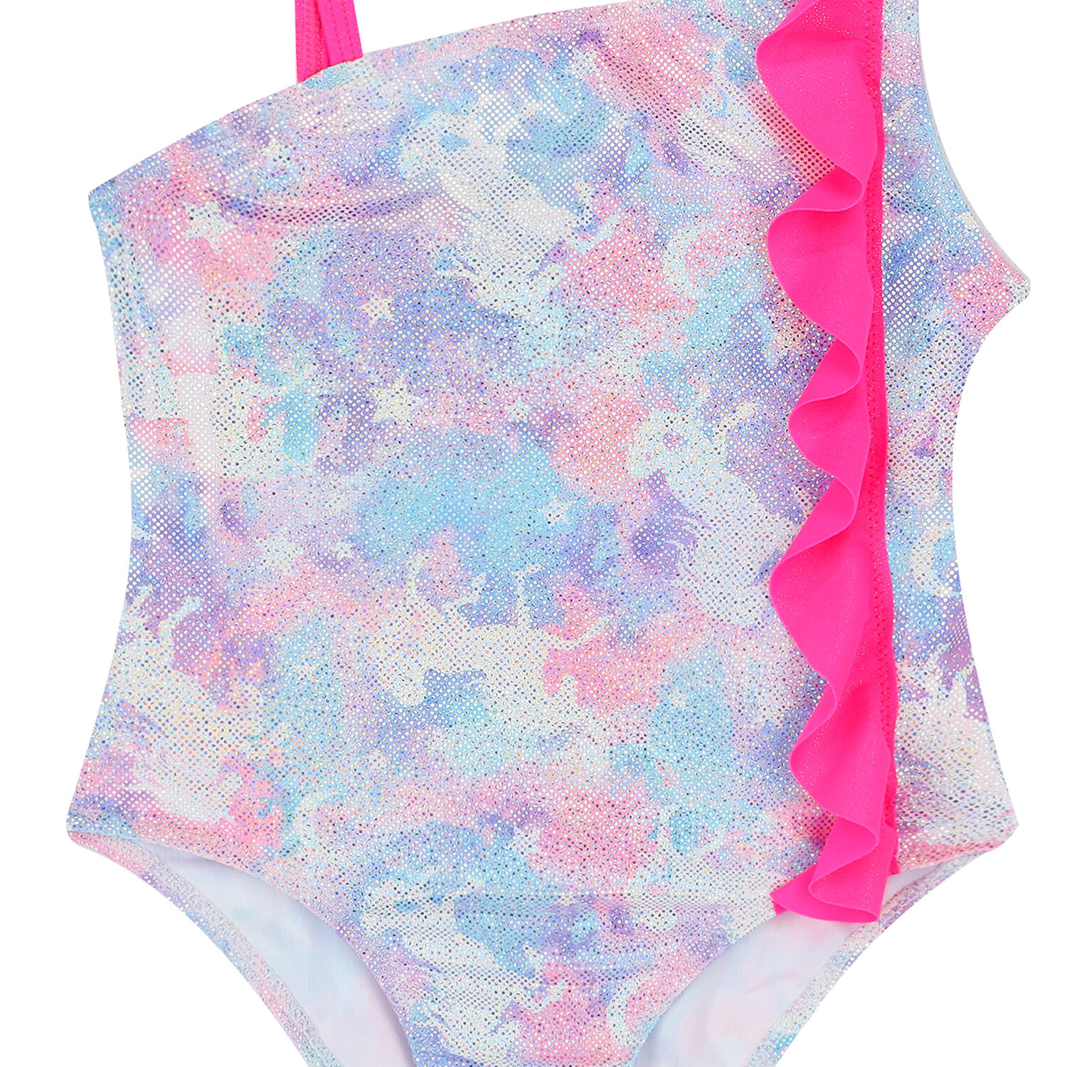 Girls Pink & Blue Metallic Swimsuit, 1, hi-res