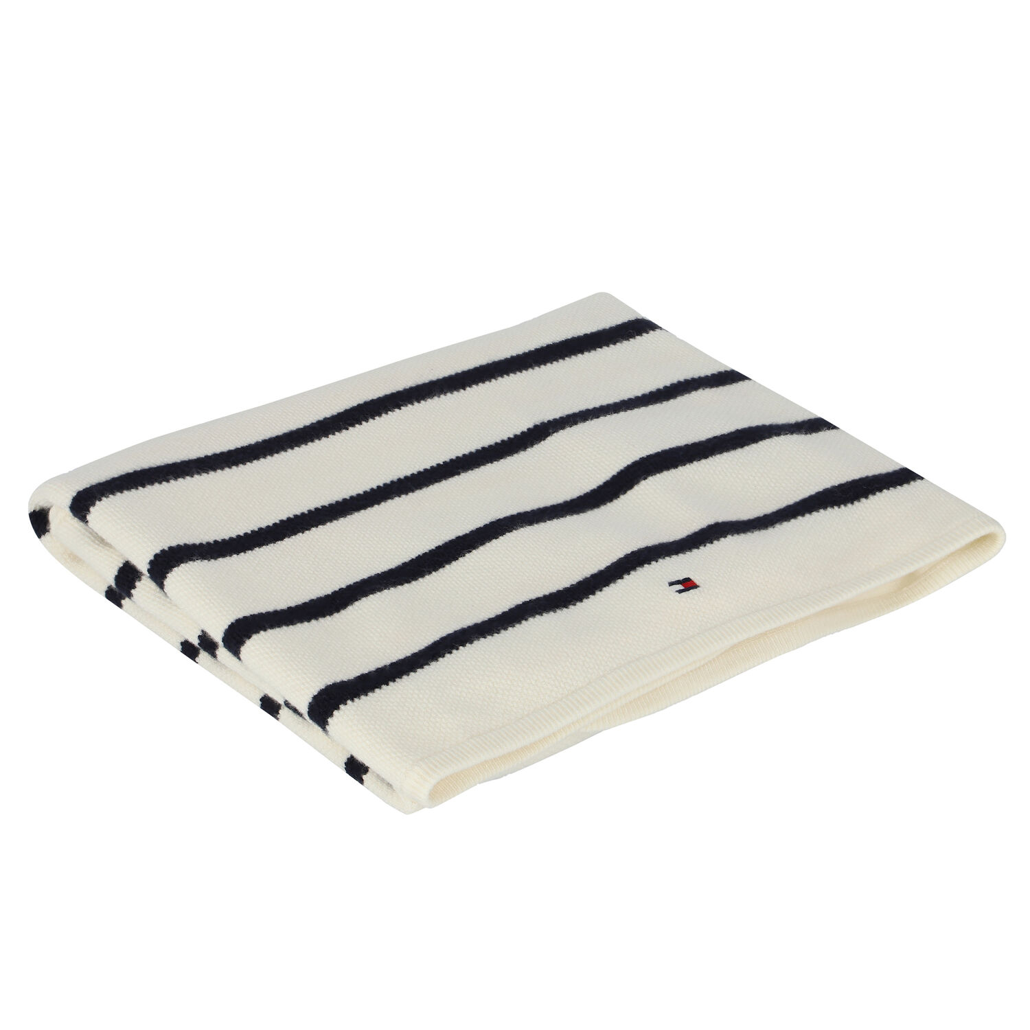 Ivory & Black Striped Knitted Blanket, 1, hi-res