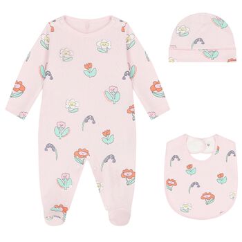 Baby Girls Pink Cotton Babygrow Set