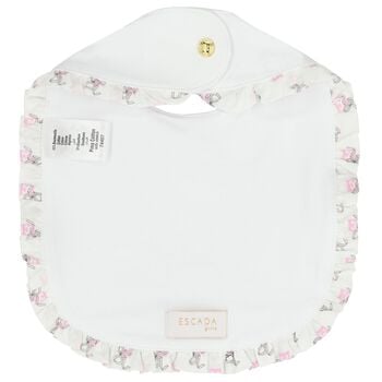 Baby Girls White Bow Bib