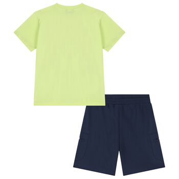 Boys Neon Yellow & Navy Blue Shorts Set