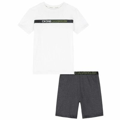Boys White & Grey Logo Pyjamas