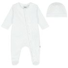 White Logo Babygrow & Hat Set, 2, hi-res