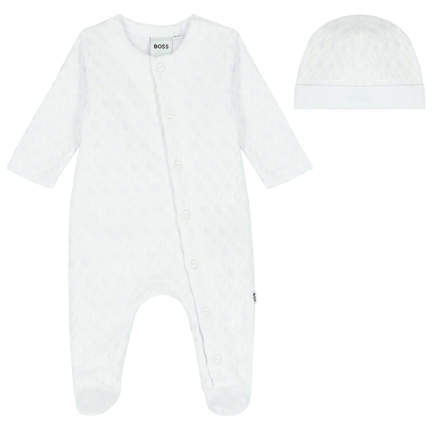 White Logo Babygrow & Hat Set, 2, hi-res image number null
