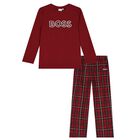 Boys Burgundy Logo Pyjamas, 1, hi-res
