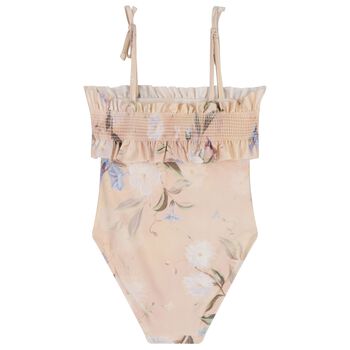 Girls Pink Floral Swimsuit