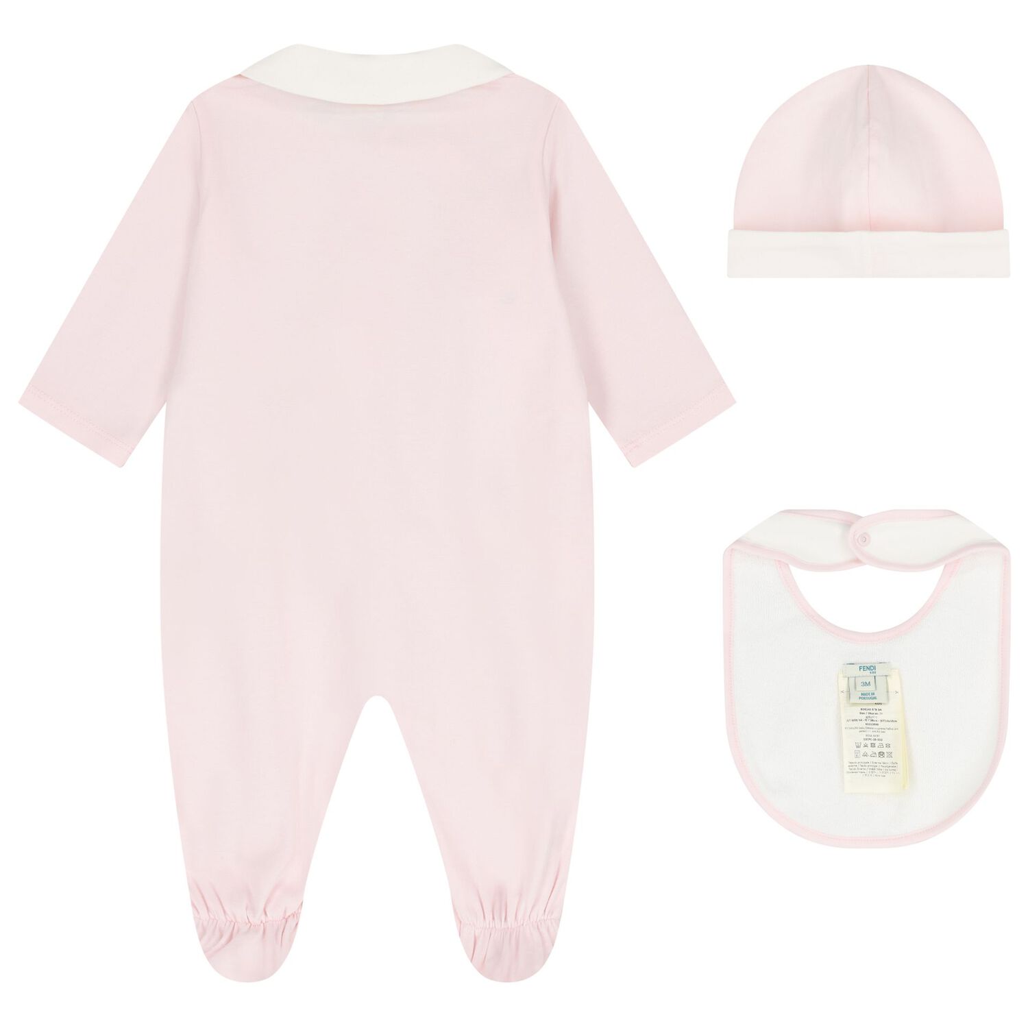 Baby Girls Ivory & Pink Logo Babygrow Gift Set, 2, hi-res