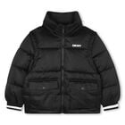 Black Logo Puffer Jacket, 1, hi-res