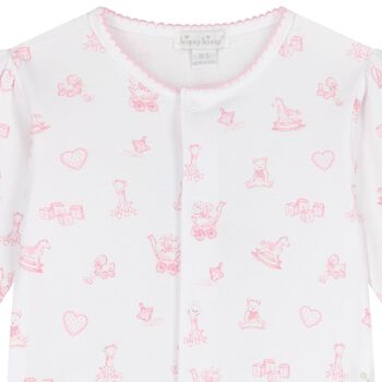 Baby Girls White & Pink Vintage Toy Treasures Babygrow