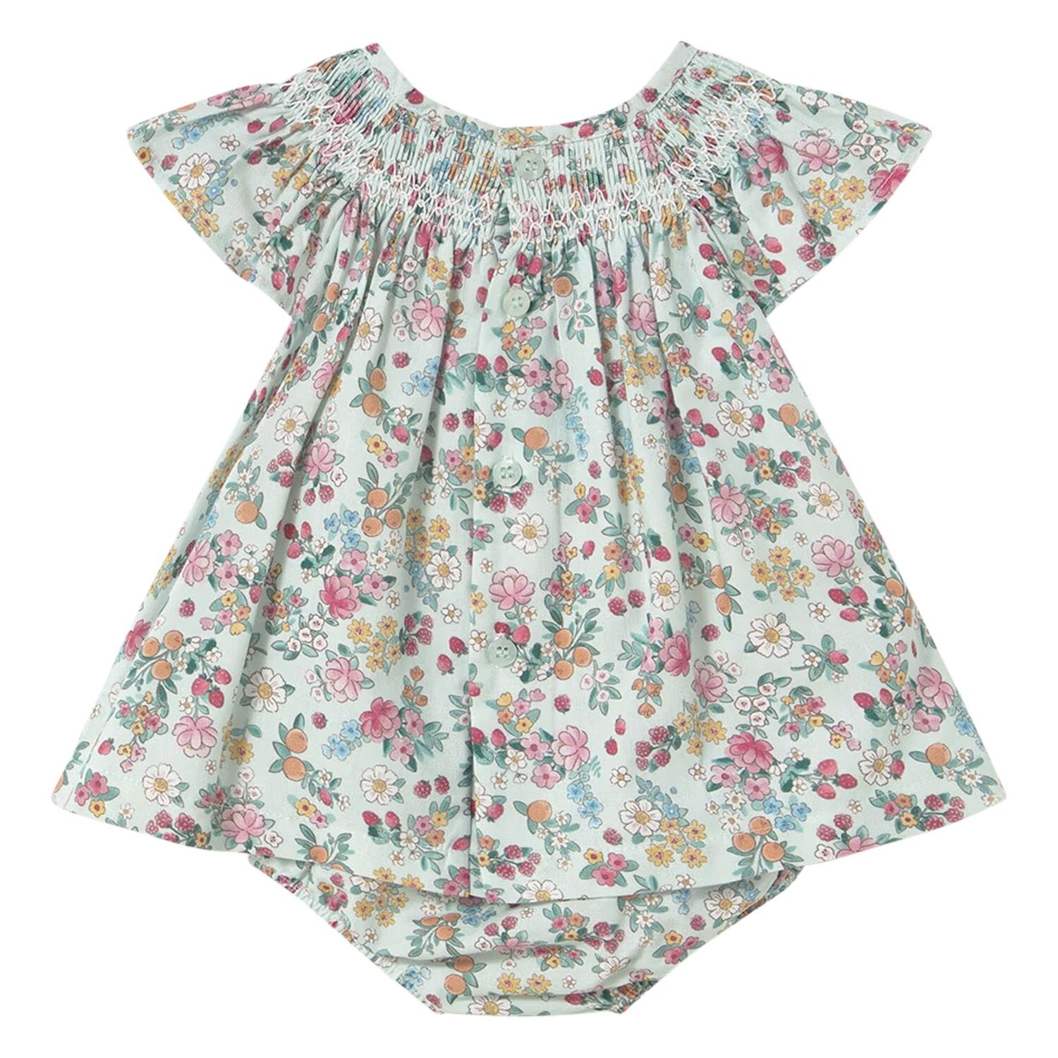 Baby Girls Green Floral Dress Set, 1, hi-res