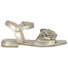 Girls Gold Floral Sandals, 1, hi-res