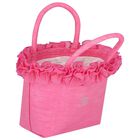 Girls Pink Logo Ruffled Hand Bag, 1, hi-res