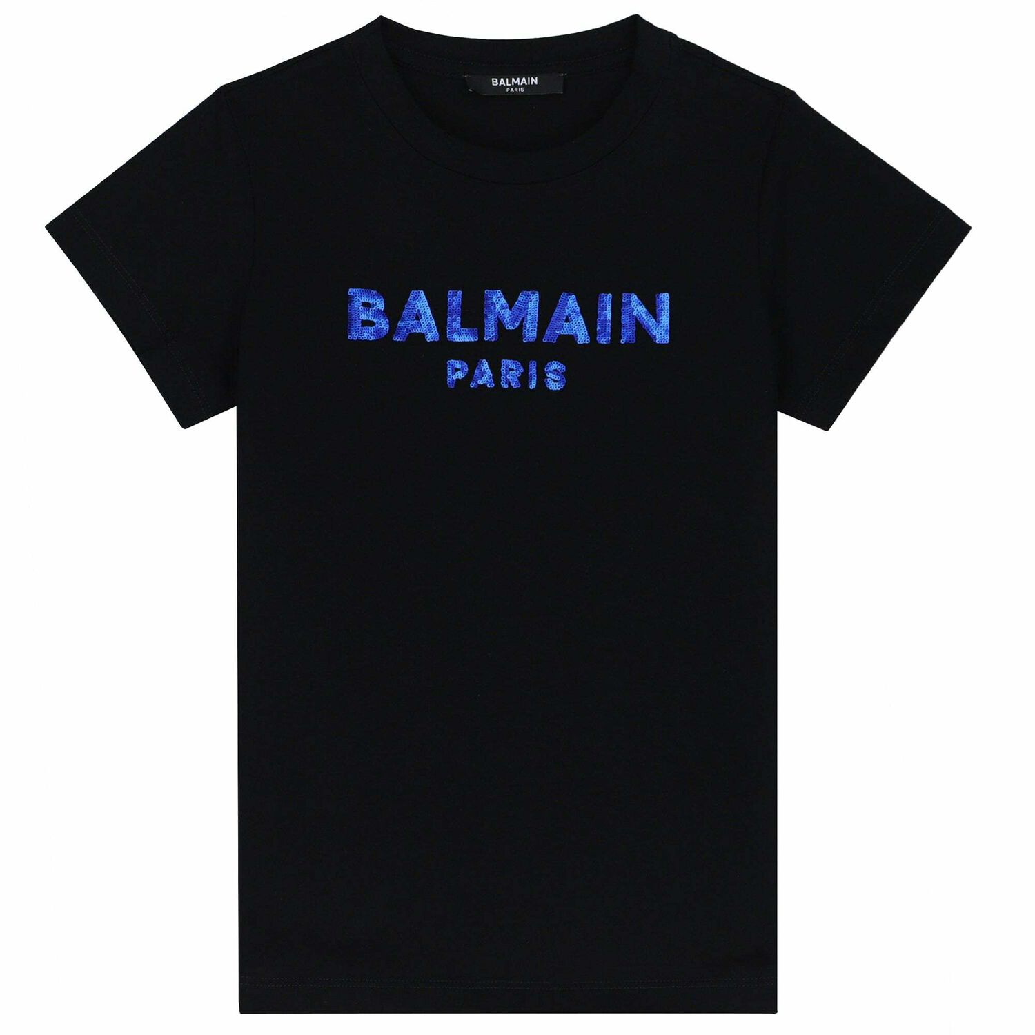 Girls Black Sequin Logo T-Shirt, 2, hi-res