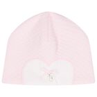 Baby Girls White & Pink Heart Hat, 2, hi-res