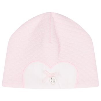 Baby Girls White & Pink Heart Hat