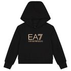Boys Black Logo Hooded Top, 1, hi-res