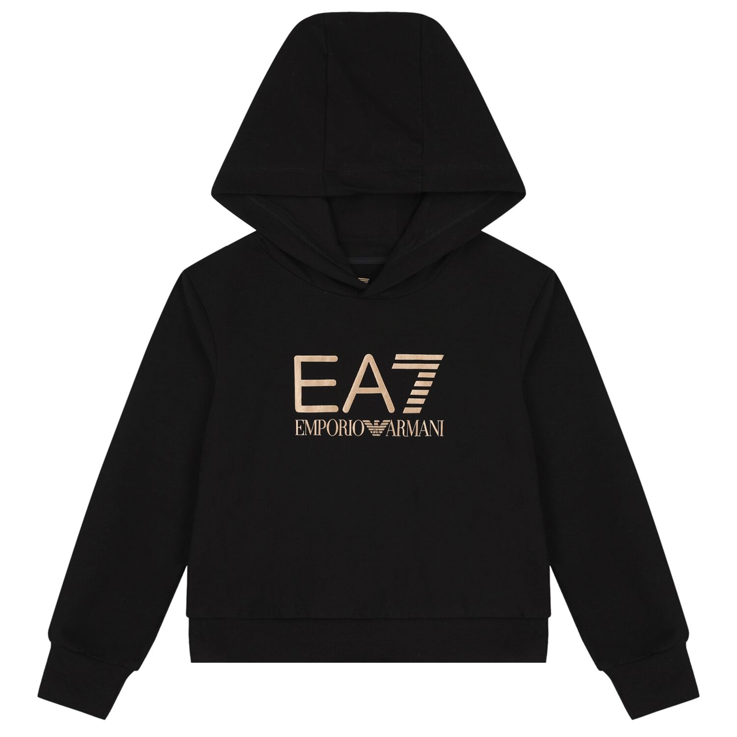 Boys Black Logo Hooded Top, 1, hi-res
