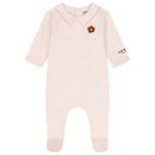 Baby Girls Beige & Pink Boke Flower Babygrows ( 2 Pack ) , 1, hi-res