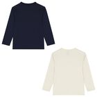 Boys Navy Blue & White Long Sleeve Top ( 2-Pack ), 1, hi-res