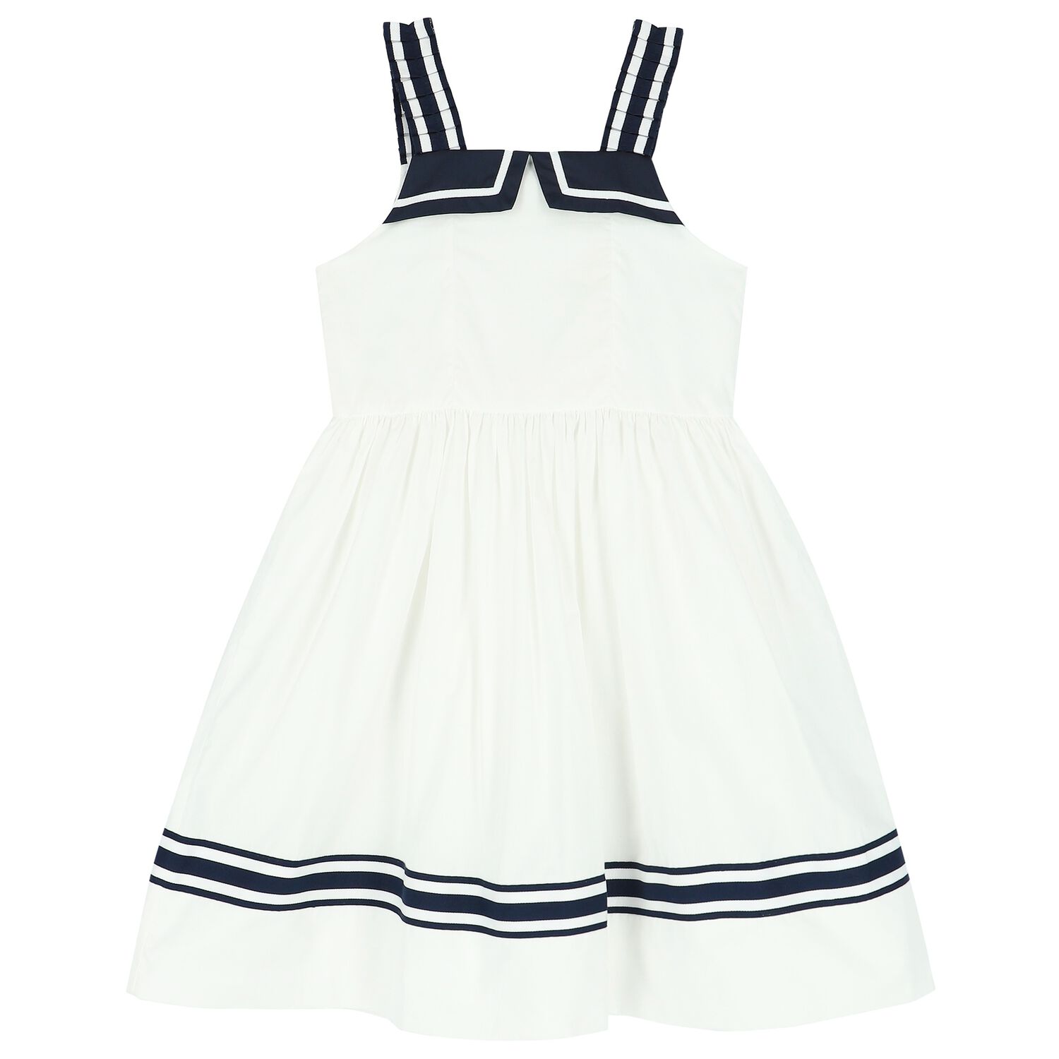 Girls White and Navy Blue Dress, 1, hi-res