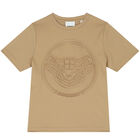 Boys Beige Bear Logo T-Shirt, 1, hi-res