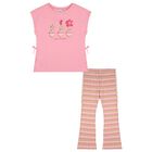 Girls Pink Flower Leggings Set, 3, hi-res