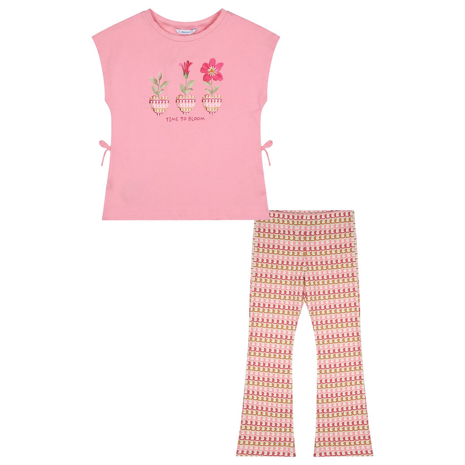 Girls Pink Flower Leggings Set, 3, hi-res