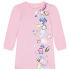 Girls Pink Jewel Sweatshirt Dress, 2, hi-res