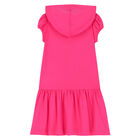 Girls Pink Logo Hooded Dress, 1, hi-res