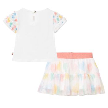 Girls White Hearts Tulle Skirt Set
